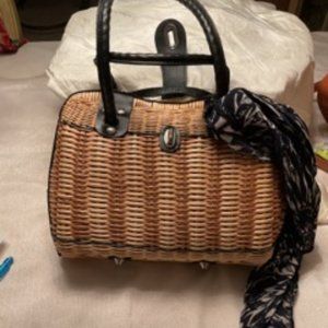 PATRICIA NASH Black Wicker Purse